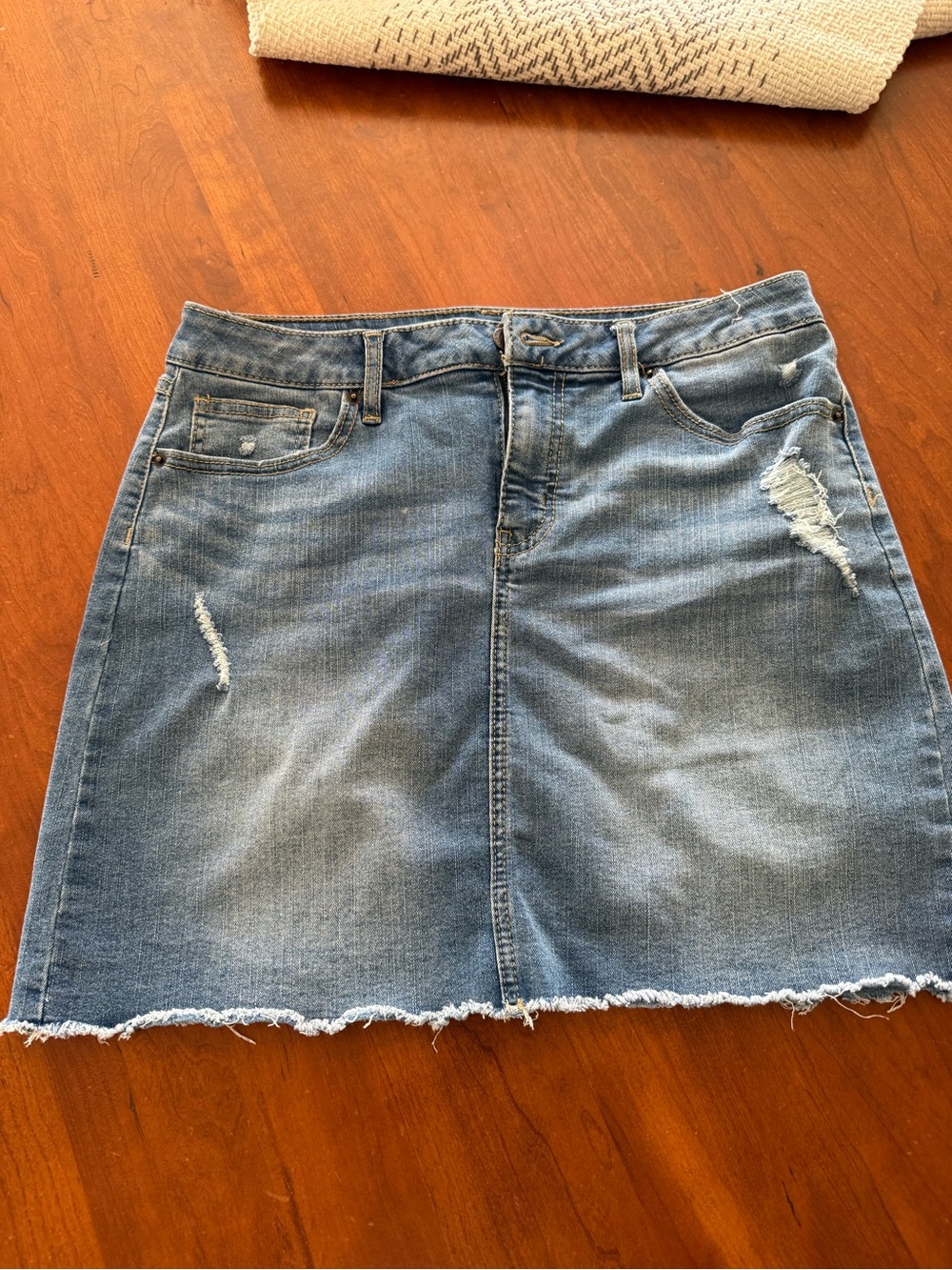 Marc New York Light Blue Distressed Denim Mini Skirt